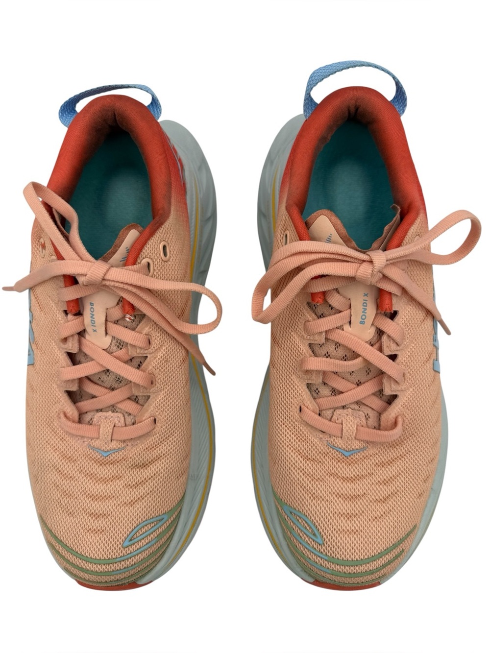 HOKA Bondi X Size 7 Orange & Blue Running Sneakers - Picture 6 of 16